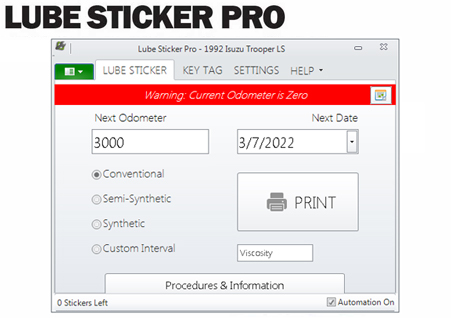 Manager SE ProPack Lube Sticker Pro